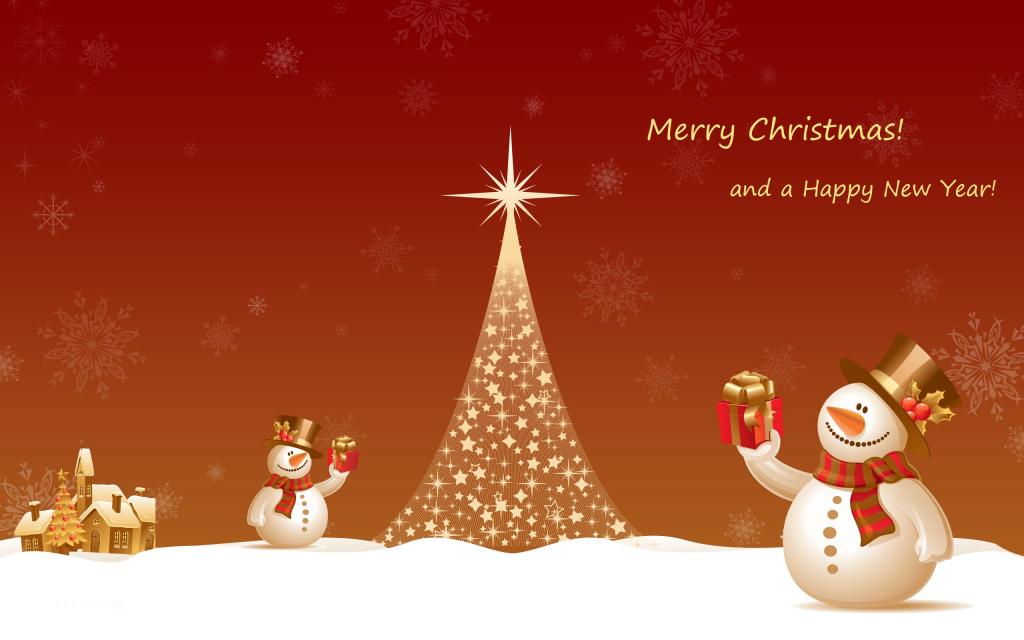 圣诞快乐,新年快乐,圣诞树,雪人,礼物