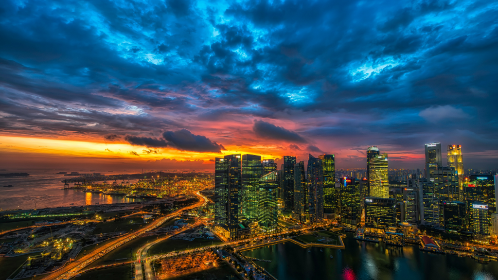 新加坡繁华都市灯火通明