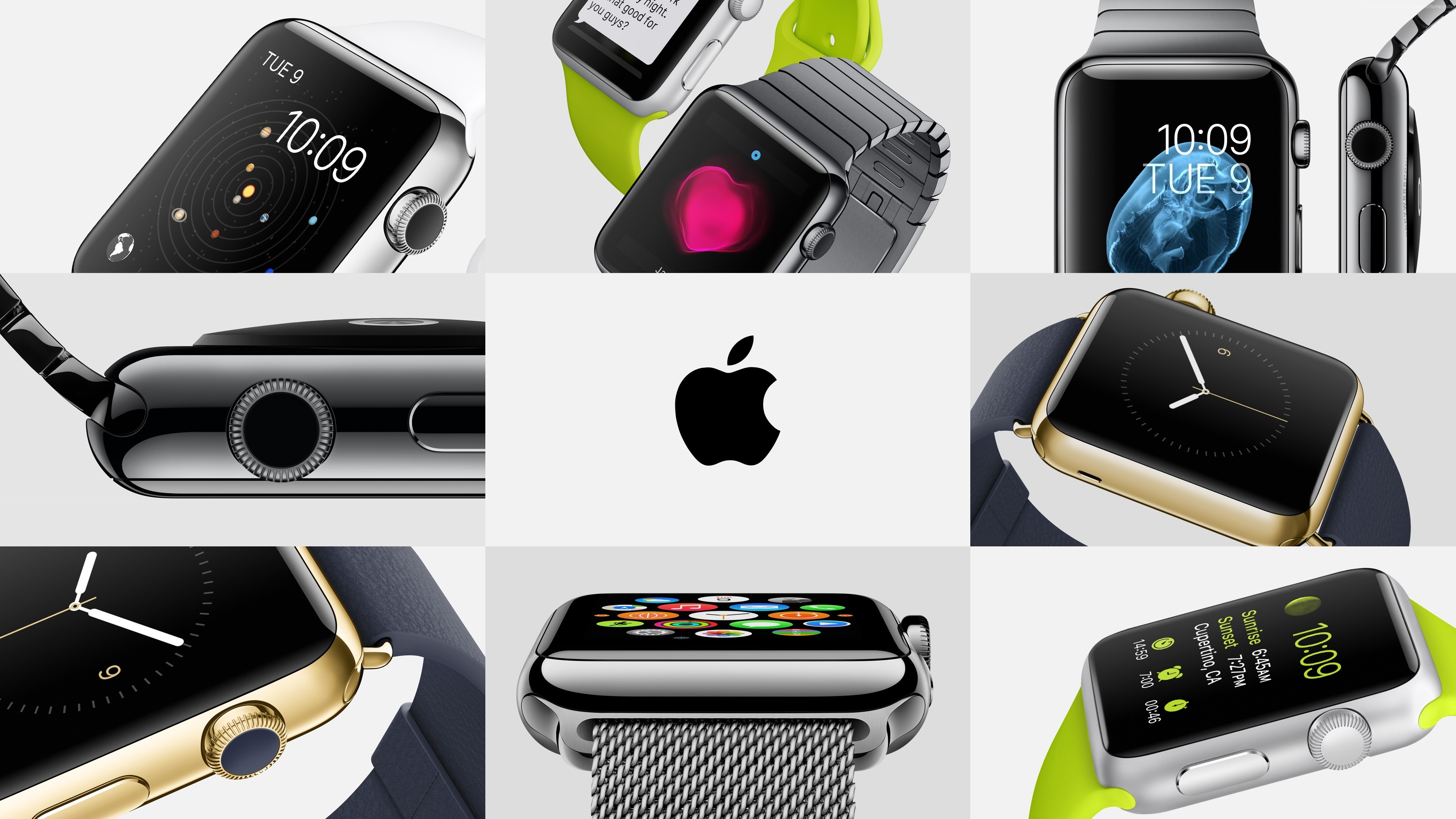 苹果手表壁纸5k4k审查iwatch苹果界面显示银色真正的未来派小工具水平